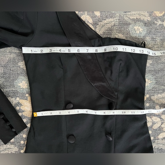 Zara one shoulder tuxedo Black Double-Breasted Dress - Picture 2 of 5